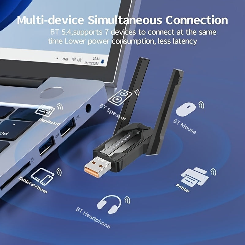 Tarjeta de red inalámbrica MCPIWOHY de doble banda 5G y WiFi 5.4, conexión USB, transmisor y receptor AP, plug & play, sin necesidad de controladores, para PC y laptop