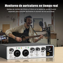 Interfaz de audio de 2 canales con tarjeta de sonido con pantalla, mezclador de estudio de grabación profesional para guitarra eléctrica, grabación in situ, 24 bits/196 kHz para grabación de música, interfaz XLR con alimentación fantasma de 48, caja de a