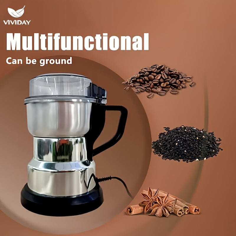 VIVIDAY Molinillo de café eléctrico - Ligero y portátil, operación de un solo botón, acero inoxidable, molienda rápida y fina para café, especias y granos, esencial para la cocina en casa, molinillo de café | electrodoméstico de cocina moderno | construc