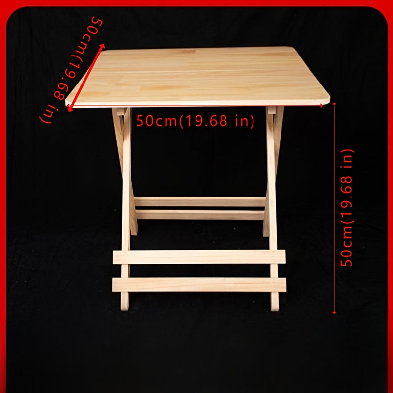 1pc Mesa Plegable Portátil, Madera de Pino Macizo, Escritorio Cuadrado de Madera Dura para Uso en Casa y Oficina, Montaje Fácil, No Necesita Electricidad ni Batería