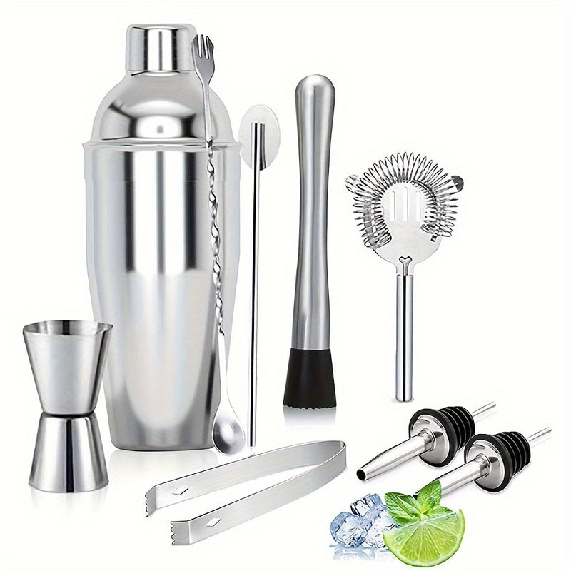 5/6/9pcs Juego de herramientas de bar de acero inoxidable para coctelería Shaker mezclador de cócteles mezclador de cócteles Conjunto completo de herramientas de bar para fiestas