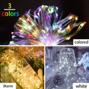 Luz de cuerda de LED solar XinXiaoWu para exteriores, cable de cobre, 8 modos de iluminación, montaje semi empotrado, material de plástico, eficiente en energía, batería de níquel, 600mAh, con control de botón de pulsar, para decoración de patio, camino