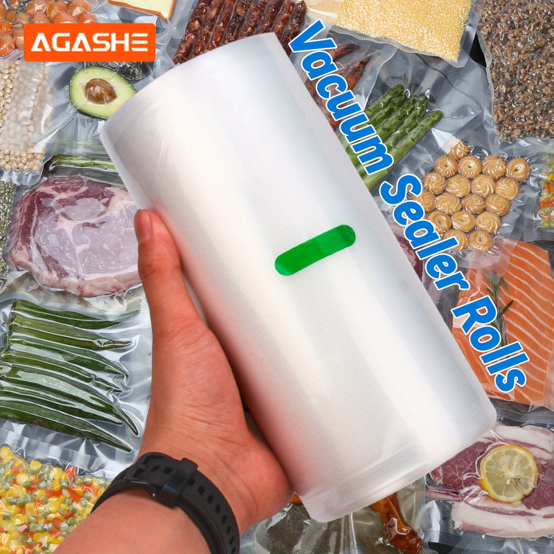 Rollo de Sellador al Vacío AGASHE de 5m para Conservación de Alimentos - Libre de BPA, Resistente al Desgarro, Anti-Oxidación y a Prueba de Olores, Patrón de Lunares, Ideal para Sous Vide, Preparación de Comidas, Cocina a Baja Temperatura y Almacenamient