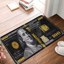 1pc, Alfombra antifatiga de poliéster con figura negra y dinero, alfombra suave y acogedora de 100 dólares, para entrada, alfombra de dormitorio, sala de estar, sala de lectura, alfombra de lavandería, pasillo.
