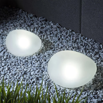 Luces de piedras de 4 LED alimentadas por energía solar, iluminación decorativa para jardines, césped, caminos, piscinas y decoraciones navideñas. (Luz blanca/Luz cálida)