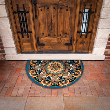 Alfombra de Entrada Estilo Boho con Diseño Mandala, Súper Suave y Lavable, Ideal para Sala, Cocina, Baño, Dormitorio y Exteriores