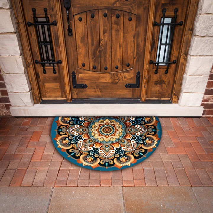 Alfombra de Entrada Estilo Boho con Diseño Mandala, Súper Suave y Lavable, Ideal para Sala, Cocina, Baño, Dormitorio y Exteriores