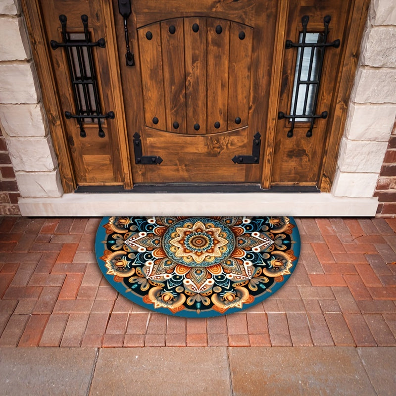 Alfombra de Entrada Estilo Boho con Diseño Mandala, Súper Suave y Lavable, Ideal para Sala, Cocina, Baño, Dormitorio y Exteriores