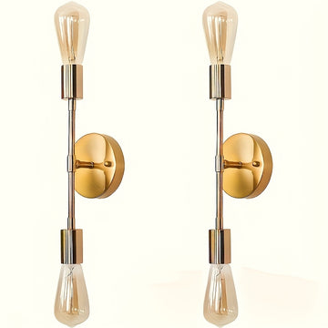 2 piezas de modernos candelabros de pared con bombillas Edison - Montaje semienterrado, diseño de metal negro, ideal para baño, pasillo, dormitorio y cocina (bombillas no incluidas), iluminación de baño | Lámpara de pared elegante | Lámpara de pared dura