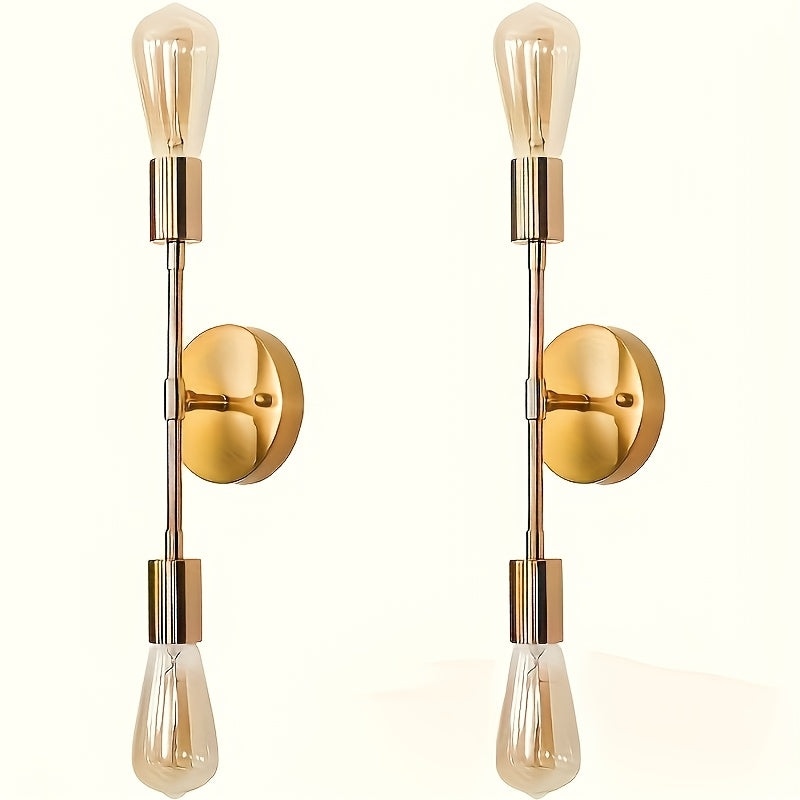 2 piezas de modernos candelabros de pared con bombillas Edison - Montaje semienterrado, diseño de metal negro, ideal para baño, pasillo, dormitorio y cocina (bombillas no incluidas), iluminación de baño | Lámpara de pared elegante | Lámpara de pared dura