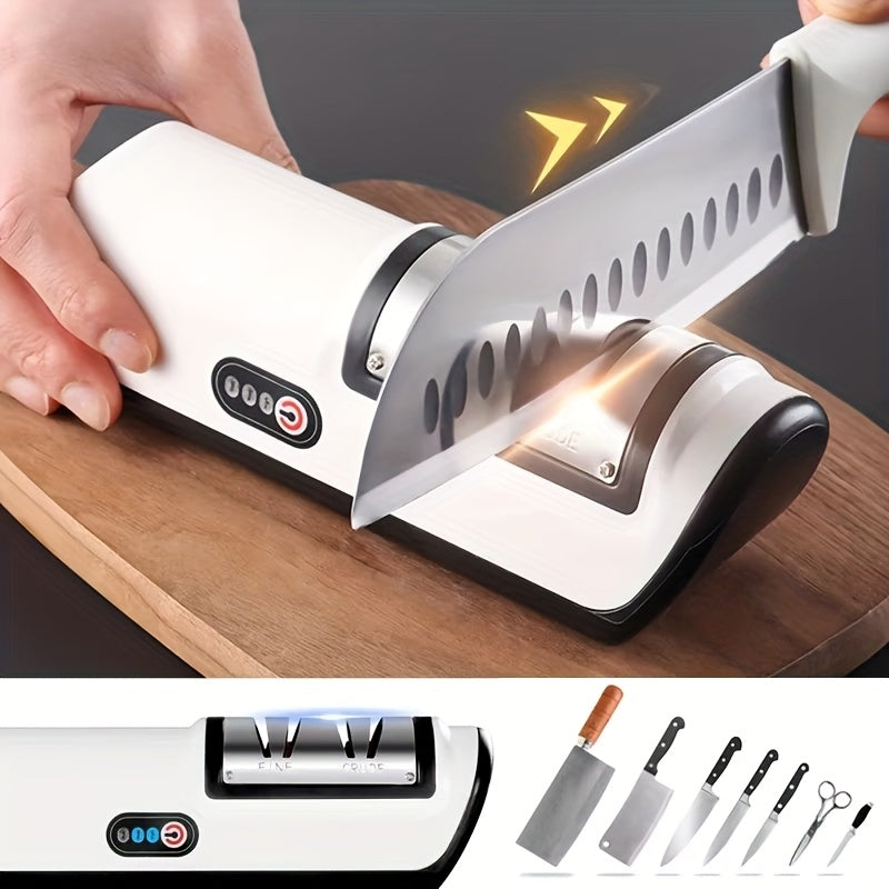 Afilar Cuchillos Profesional de 2 Etapas Eléctrico, Afilador para Diversos Cuchillos de Cocina, Función Rápida de Afilado y Pulido, Herramienta de Cocina Fácil de Usar