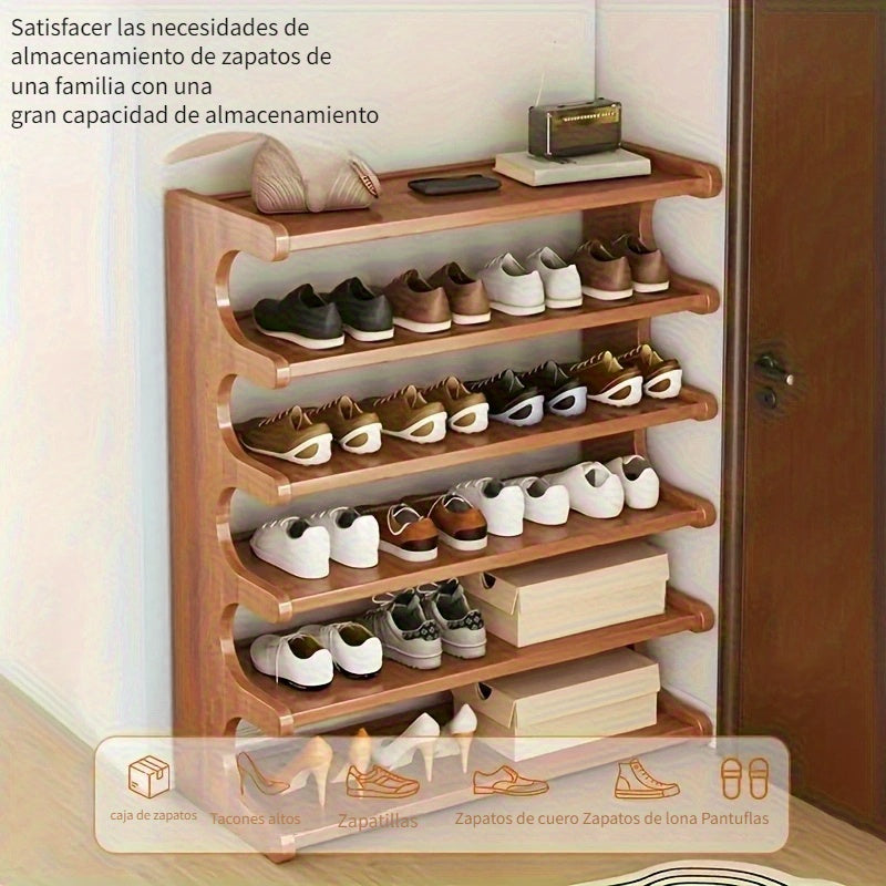 Zapatero de Bambú Ahorrador de Espacio de 3/4/5/6 Niveles con Acabado en Madera Sencilla para Hogar, Entrada, Sala de Estar, Dormitorio, Garaje, Residencia Universitaria - Fácil de Montar