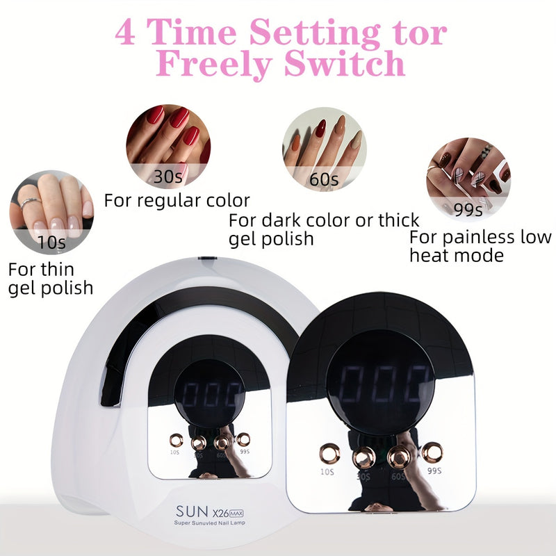 Lámpara de uñas LED 2024, máquina de secado de uñas con 81 cuentas LED y temporizador de 4 niveles, sensor automático, herramienta de arte de manicura para uso doméstico en salones de uñas para principiantes, enchufe estándar de EE. UU.