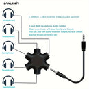 Cable Repartidor de Audio LANLESS de 3.5mm - Comparte Música con 5 Auriculares, ABS Duradero, Disponible en Blanco/Azul/Negro, Ideal para Smartphones y Más