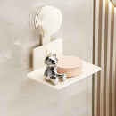 Porta jabón de pared, moderno y sencillo, color gris metálico, forma rectangular, con ventosa, para baño, ducha o inodoro, 1 unidad