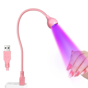 Lámpara LED para uñas, 3W portátil con cuello de cisne, secadora y curadora de esmalte en gel, luz de curado con cuello flexible rosa, enchufe USB, para uso en salón de uñas y en casa, DIY