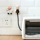 2 piezas de soporte de cable de alimentación de chef de dibujos animados - Organizador de plástico de montaje fácil en la pared para enchufes y cables de cocina, diseño encantador con personajes de chefs divertidos, gancho de utilidad, ganchos de utilidad