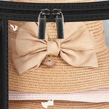 Caja de almacenamiento para sombreros extra grande, organizador de plástico resistente para sombreros de vaquero, playa y sol, liviana, resistente a manchas, con ventana transparente, cierres dobles, asas reforzadas, ideal para ropa, juguetes, accesorios