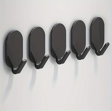 5 ganchos adhesivos resistentes, sin necesidad de taladrar, soporte fuerte para toallas, ropa y accesorios, montaje en pared sin daños, material ABS duradero, ideal para baños y tocadores, organizadores de baño | Accesorio moderno para el hogar | Ganchos