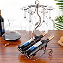 1pc Estante de Vino al Estilo Francés Vintage con Soporte para Copas - Elegante Exhibidor de Hierro para Encimera de Cocina y Comedor