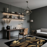 Alfombra de Lujo Moderna - Antideslizante y Lavable a Máquina con Detalles en y Dorado, Acolchada y Base Antideslizante para Sala, Dormitorio, Entrada o Baño - Alfombra Grande para Pasillo, Apartamento, Uso Interior/Exterior - Fácil Limpieza, Diseño Sofi