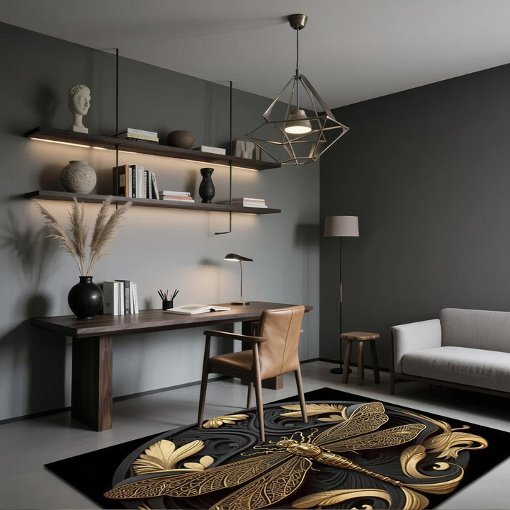 Alfombra de Lujo Moderna - Antideslizante y Lavable a Máquina con Detalles en y Dorado, Acolchada y Base Antideslizante para Sala, Dormitorio, Entrada o Baño - Alfombra Grande para Pasillo, Apartamento, Uso Interior/Exterior - Fácil Limpieza, Diseño Sofi