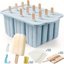 Moldes para Paletas de Silicona, Juego de 12 Bandejas para Congelador, Moldes Caseros para Helados en Barra