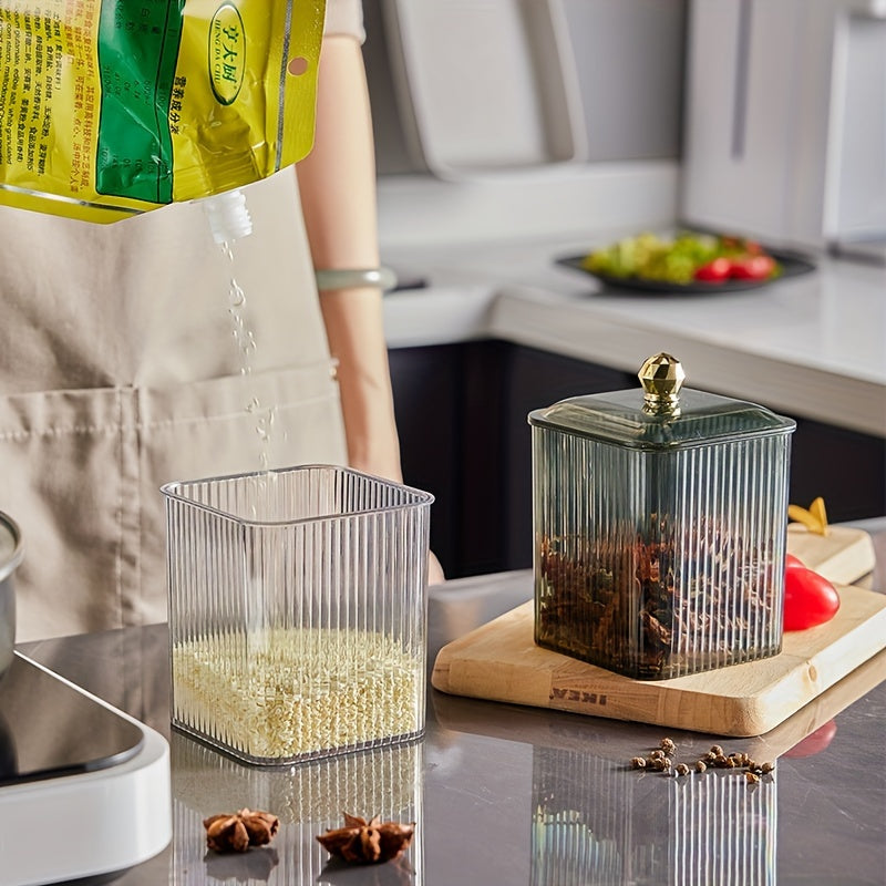 Tarro de Almacenamiento Versátil para Cocina con Cuchara y Tapa - Hermético, Antioxidante para Granos de Café, Azúcar, Té, Sal, Dulces, Especias - Perfecto para Uso Doméstico y en Restaurantes