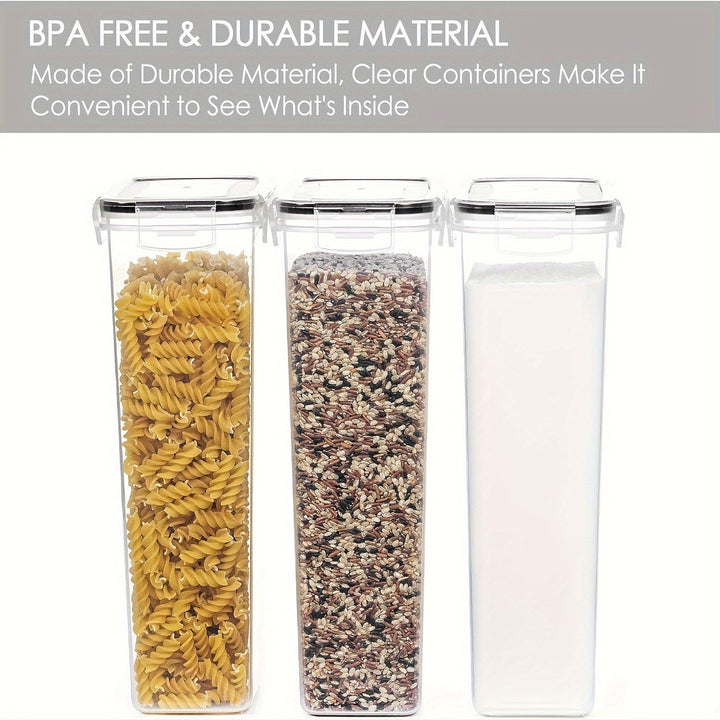 Juego de 6 Recipientes Herméticos para Alimentos - 2.4L, Material PP Libre de BPA, Organización Transparente para Cocina y Despensa con Etiquetas y Tapas Reutilizables, Diseño Duradero y Apilable, Organizador de Alimentos Secos