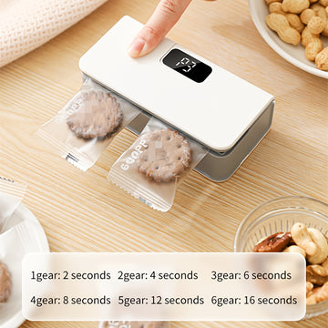 Máquina de sellado portátil compacta con 6 ajustes ajustables, recargable por USB, batería de litio, sellado rápido para bolsas de snacks, a prueba de humedad y olores, ideal para viajes y pícnic, sellador de cocina | Sellador portátil | Dispositivo reca