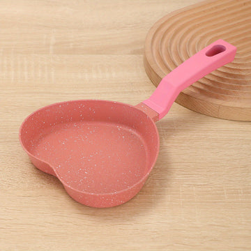 Sartén antiadherente en forma de corazón para freír huevos - Sartén de desayuno de aluminio con capa de piedra para omeletes, panqueques y hamburguesas - Ideal para uso doméstico, cocción rápida, diseño lavable no desmontable, perfecto para cocinar delic