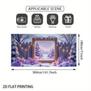 Banner de puerta 2D, 1 unidad, decoración navideña con árbol morado y regalos, poliéster, para fiesta hawaiana, boda, decoración escolar o jardín exterior