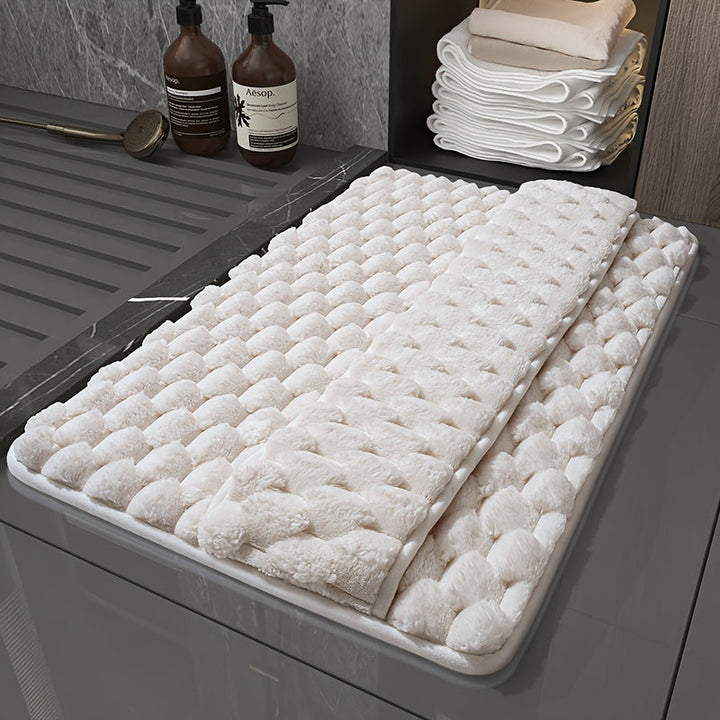 Alfombrilla de baño de espuma viscoelástica, alfombra de baño antideslizante de pelo largo y suave, lavable a máquina, absorbente, para uso en interiores y exteriores, poliéster, varios tamaños disponibles.