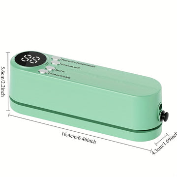 Sellador de vacío automático compacto con 10 bolsas - Recargable por USB, batería de litio, función de succión y inflado externo, ideal para cocina y pícnic al aire libre, conserva alimentos durante horas, sellador de vacío para cocina | Diseño compacto