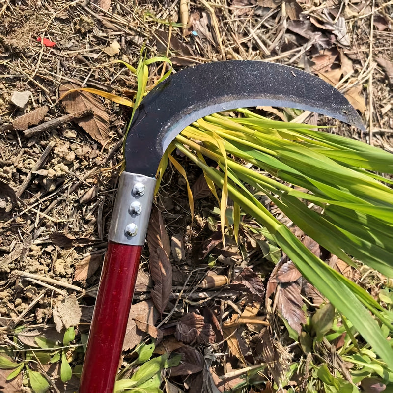 Cuchilla manual de acero de alta carbonatación - Cortadora de hierba y malezas, mango de metal, no necesita electricidad, ideal para jardinería en casa y corte de verduras, herramienta de jardín | Diseño ergonómico | Acero de alta resistencia