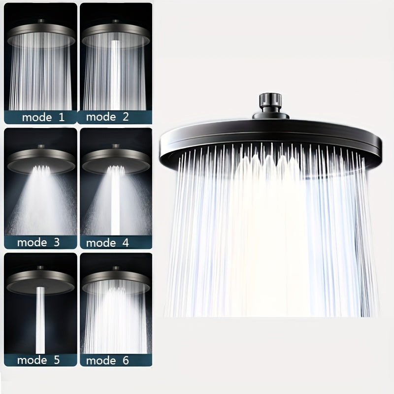 1 pza. Cabezal de ducha ajustable de alta presión, rociador grande de 6 velocidades, cabezal de ducha de mano individual presurizado, rociador de lluvia, accesorios de baño