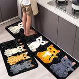 Alfombras de cocina con diseño de gatitos lindos: antideslizantes, duraderas y cómodas para el hogar, la oficina y el baño - Disponibles en varios tamaños.