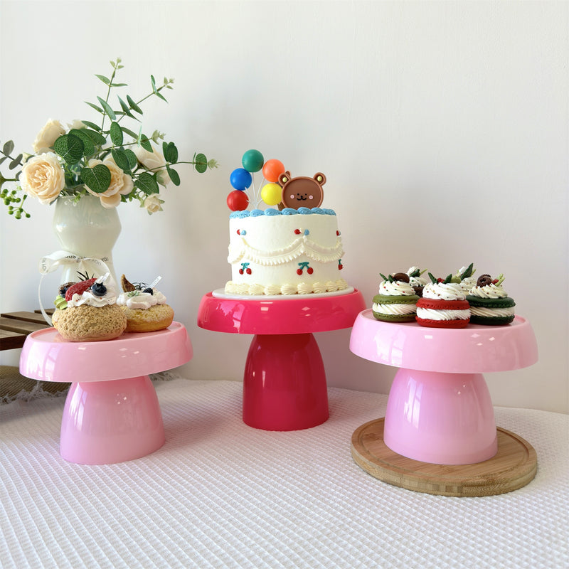 Set de 3 soportes para cupcakes de plástico ABS - Exhibidor de postres en forma de hongo para bodas, cumpleaños, fiestas, Navidad y decoración de Halloween