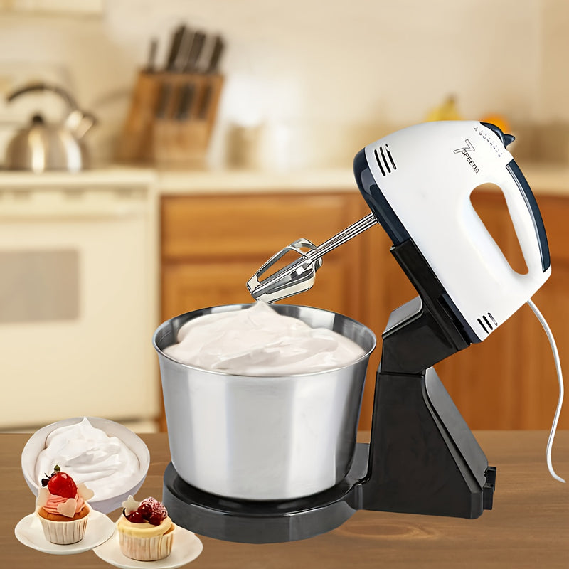 Batidor de Acero Inoxidable de 2L - 7 Velocidades, 200W Batidor Eléctrico de Pie para Hornear y Cocinar, Negro