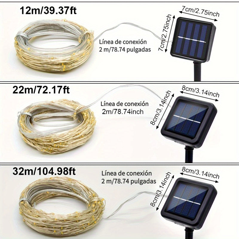 Luces de Hadas LED Solares, 32.0 metros 300LEDs Impermeables para Exteriores, Guirnalda de Luces para Jardín, Árbol de Navidad, Césped, Decoración de Casa - Alimentadas por Energía Solar con Control de Sensor de Luz