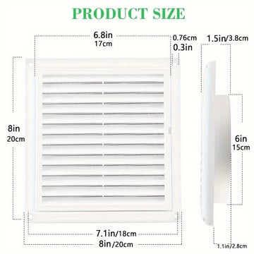 1pc Cubierta de Ventilación con Rejilla Blanca de Fácil Instalación de 10.16cm/15.24cm con Nido de Aves - Incluye 4 Tornillos, Plástico Duradero, para Exhauster de Secadora y Ventilaciones de Aire al Aire Libre, Cubierta de Ventilación de Secadora