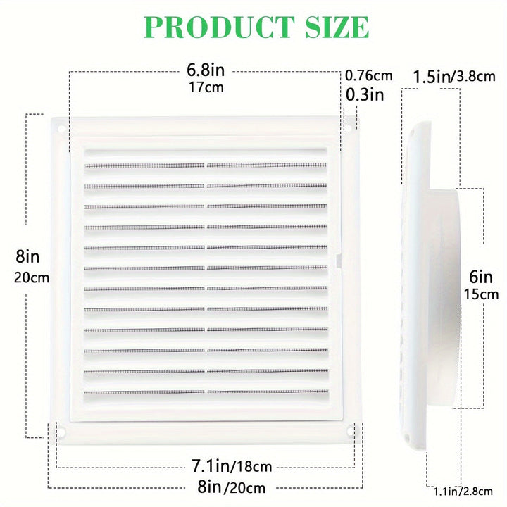 1pc Cubierta de Ventilación con Rejilla Blanca de Fácil Instalación de 10.16cm/15.24cm con Nido de Aves - Incluye 4 Tornillos, Plástico Duradero, para Exhauster de Secadora y Ventilaciones de Aire al Aire Libre, Cubierta de Ventilación de Secadora