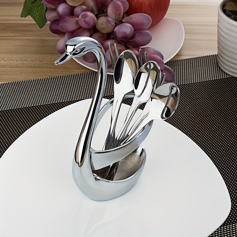 Soporte para cubiertos en forma de cisne de acero inoxidable 304, diseño elegante, sin tenedores ni cucharas, ideal para uso en catering o en el hogar, 1 unidad