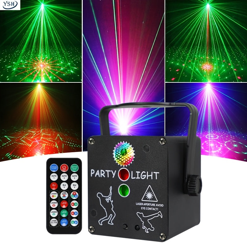 Tira de luz de discoteca USB YSH de 3 canales con control remoto - Iluminación de escenario LED de colores para fiestas, karaoke, bodas, salones de baile, Halloween, Navidad y más - Negro, material de hierro, batería no recargable, iluminación de eventos