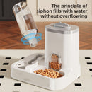 Dispensador automático de agua para gatos y perros con comedero integrado, capacidad de 1 a 10 litros, sin pilas, diseño moderno en blanco para fácil limpieza e hidratación, solución duradera para mascotas, alimentador automático, accesorio elegante, con