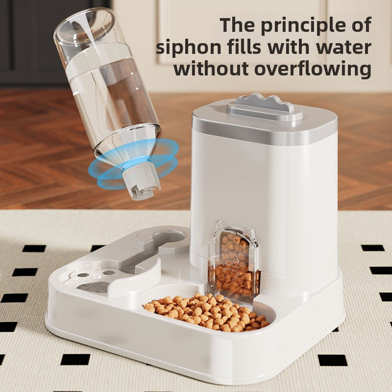 Dispensador automático de agua para gatos y perros con comedero integrado, capacidad de 1 a 10 litros, sin pilas, diseño moderno en blanco para fácil limpieza e hidratación, solución duradera para mascotas, alimentador automático, accesorio elegante, con