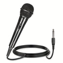 Micrófono Profesional Portátil, Negro, Cableado, Bobina Móvil, Multifunción, con Conector Jack de 6,35 mm, para Cantar, Karaoke, Conferencia de Video, Transmisión, Voz, Percusión, Viento, Cuerdas y Instrumentos de Cuerda Pulsada