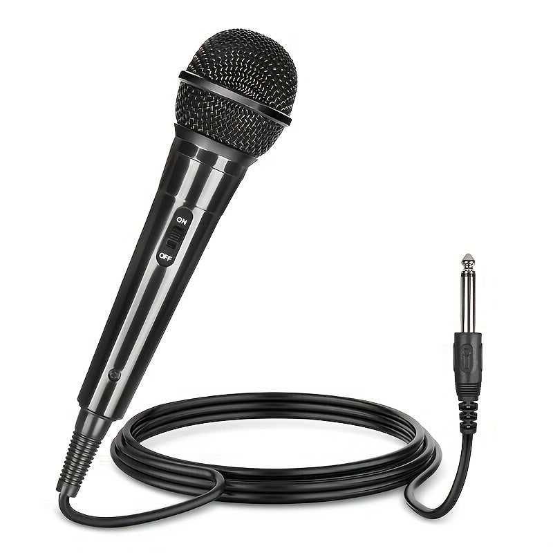 Micrófono Profesional Portátil, Negro, Cableado, Bobina Móvil, Multifunción, con Conector Jack de 6,35 mm, para Cantar, Karaoke, Conferencia de Video, Transmisión, Voz, Percusión, Viento, Cuerdas y Instrumentos de Cuerda Pulsada