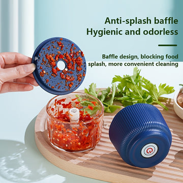 Cop Rose Triturador de Ajo Eléctrico de 8.8oz y Picadora de Carne - Recargable por USB, Mini Trituradora de Cocina Duradera para Jengibre y Verduras