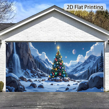 2D Banner de Puerta, 1 Pieza, Banner de Puerta de Navidad Festiva - Poliéster, Tema de Papá Noel, No Necesita Electricidad, Ideal para Decoración de Vacaciones, Fiestas de Halloween y Hawái, Decoración de Jardín al Aire Libre, Decoración de Navidad al Ai